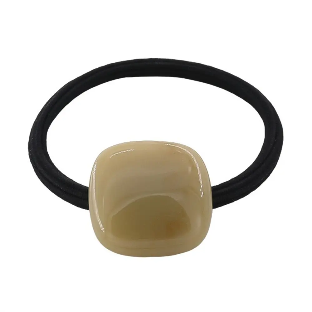 Korean Style Big Stone Hair Ties Elegant Acetic Acid Geometry Woman Hairband Solid Color Hair Rubber Rope Elastic Hair Ring