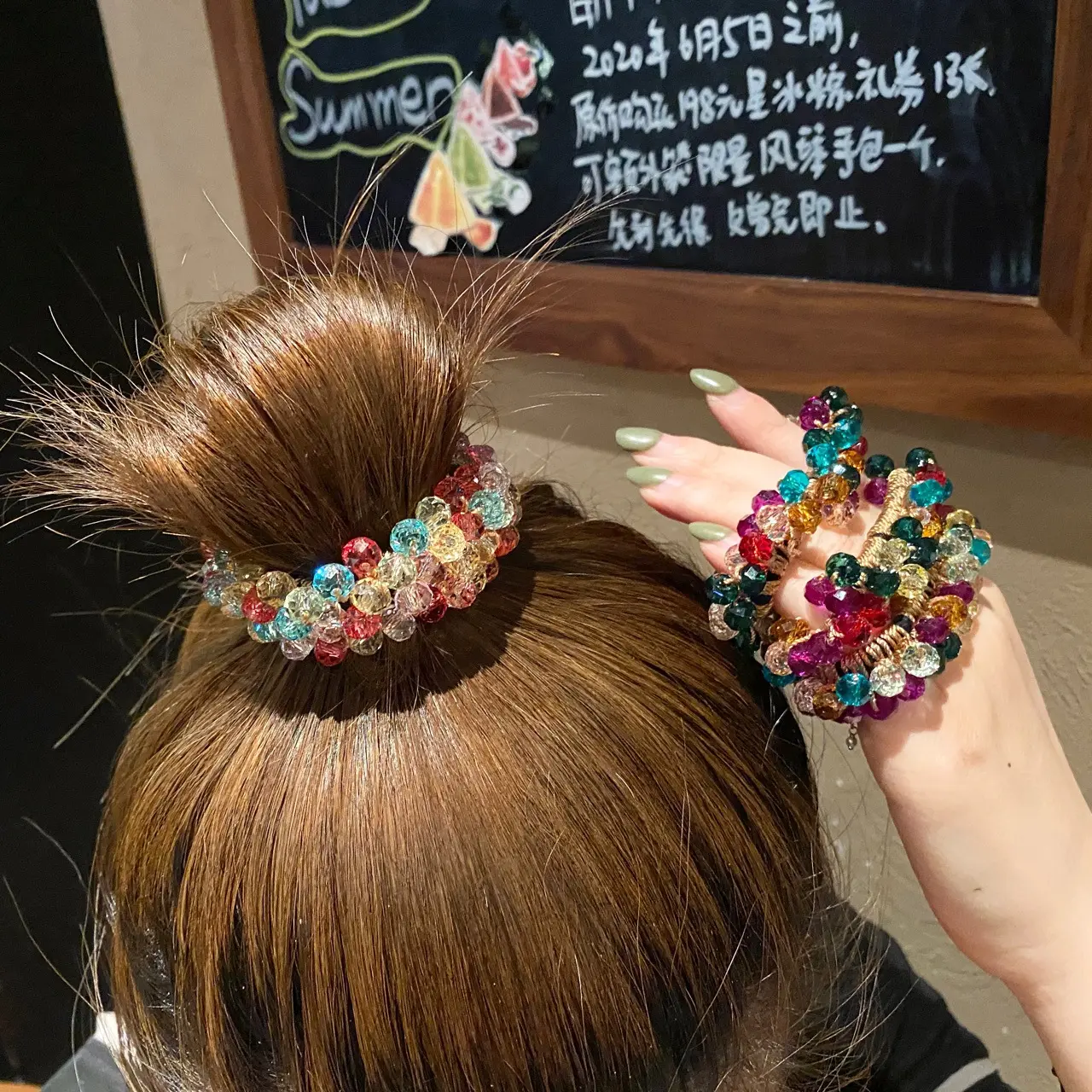 Luxury Crystal Pearl Women Hair Rope Handmade Elastic Hair Tie Multicolor Beaded Scrunchies Ponytail Holders Girl Hair Band
