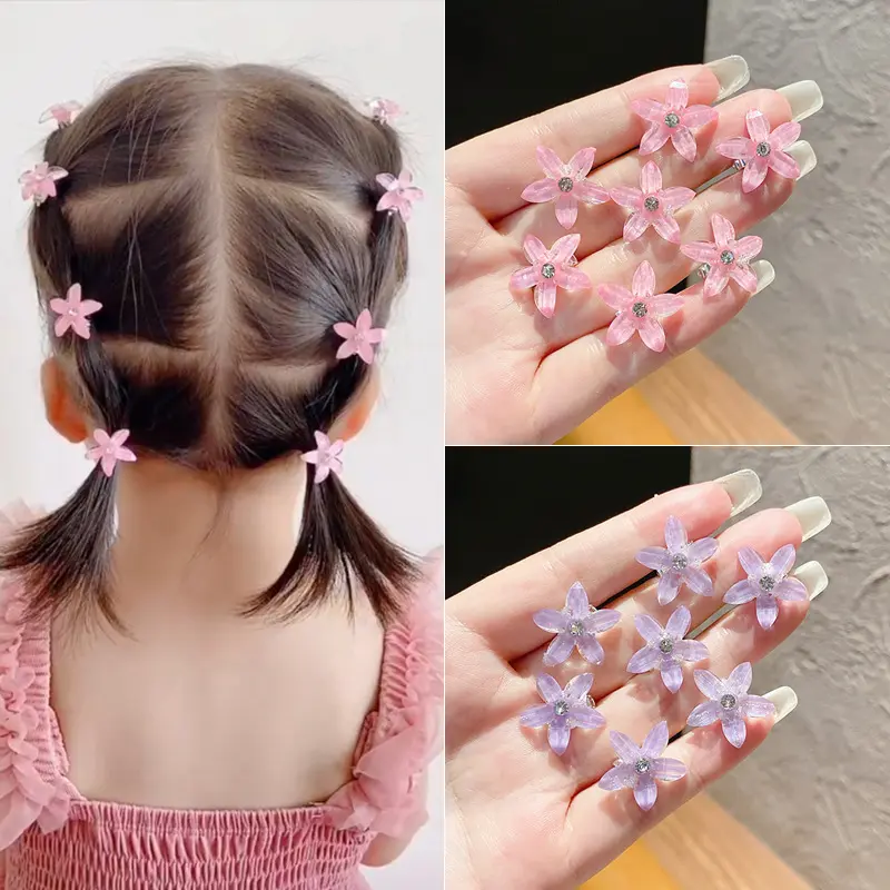10PCS/Set Mini Flower Hair Claw Clip For Women Girls Braided Hair Buttons Hairpin Cute Headdress Small Hair Accessories Headwear