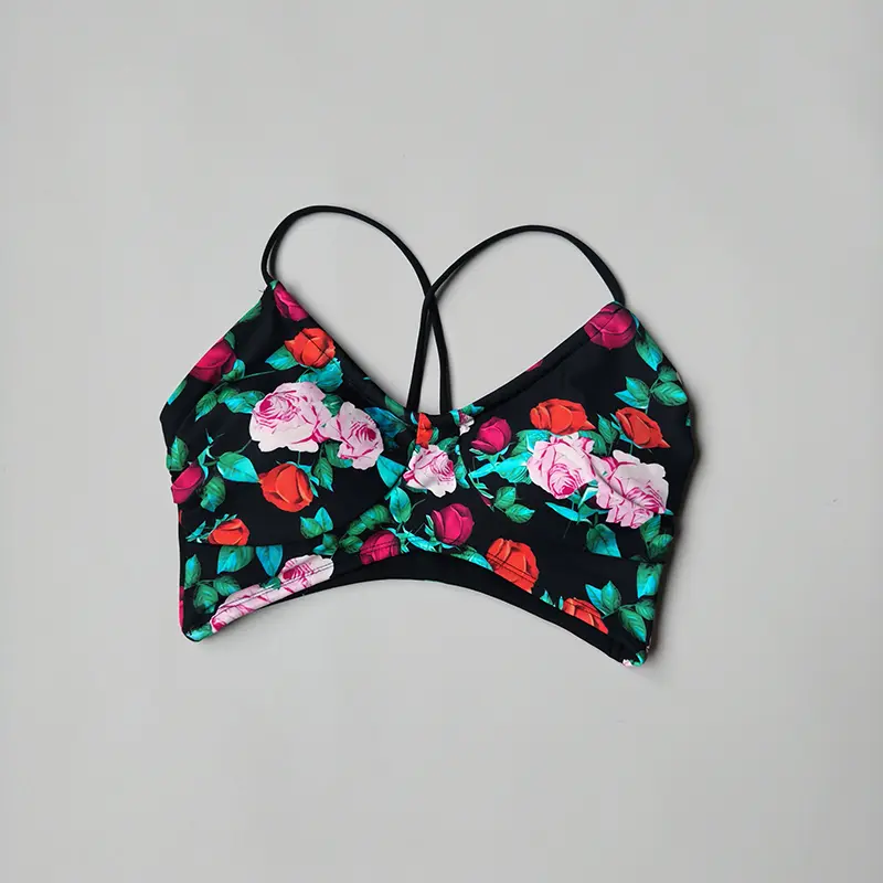 Gym Seamless Hot Girl Printed Yoga Underwear Women's Sports Bra One-piece Beauty Back Training Fitness Wear Halter Neck Vest