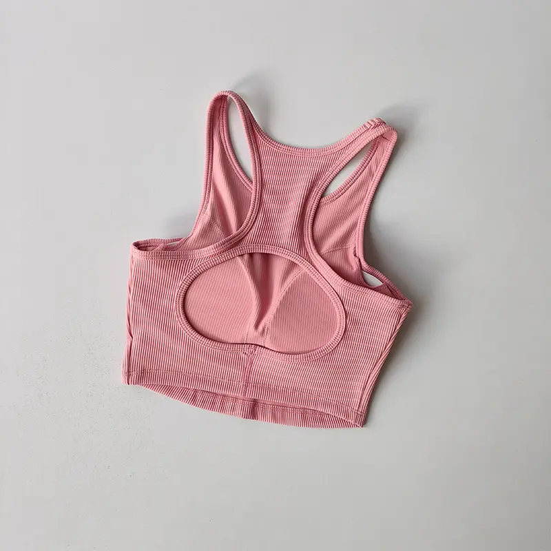 High-intensity Fitness Sports Bra for Women with Side Breasts Shock-proof Hollow Back Threaded Tight Vest Style Bra Wear Outside
