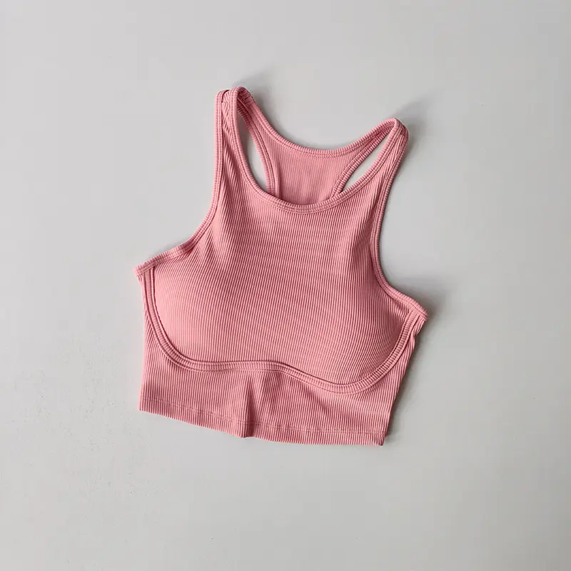 High-intensity Fitness Sports Bra for Women with Side Breasts Shock-proof Hollow Back Threaded Tight Vest Style Bra Wear Outside