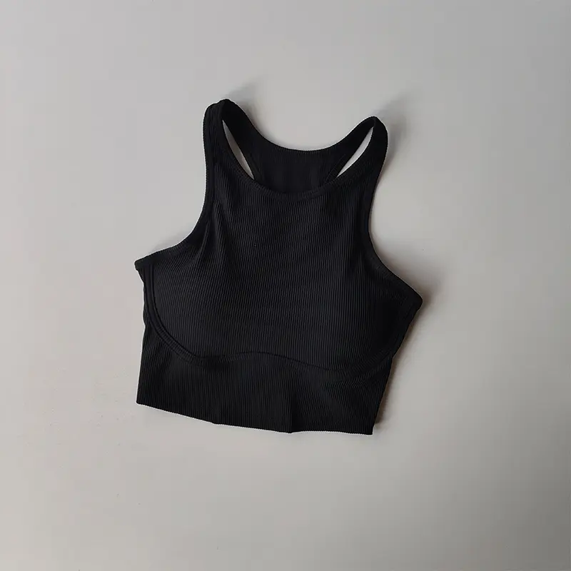 High-intensity Fitness Sports Bra for Women with Side Breasts Shock-proof Hollow Back Threaded Tight Vest Style Bra Wear Outside