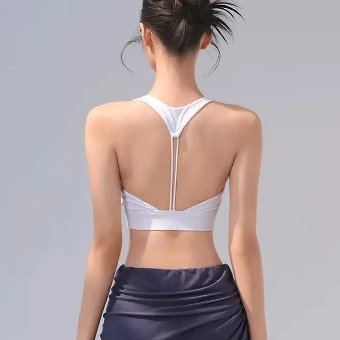 Seamless Sports Lingerie Women's Fixed Chest Pad Shockproof High Intensity Pilates Training Yoga Beautiful Vest Fitness Bra Suit