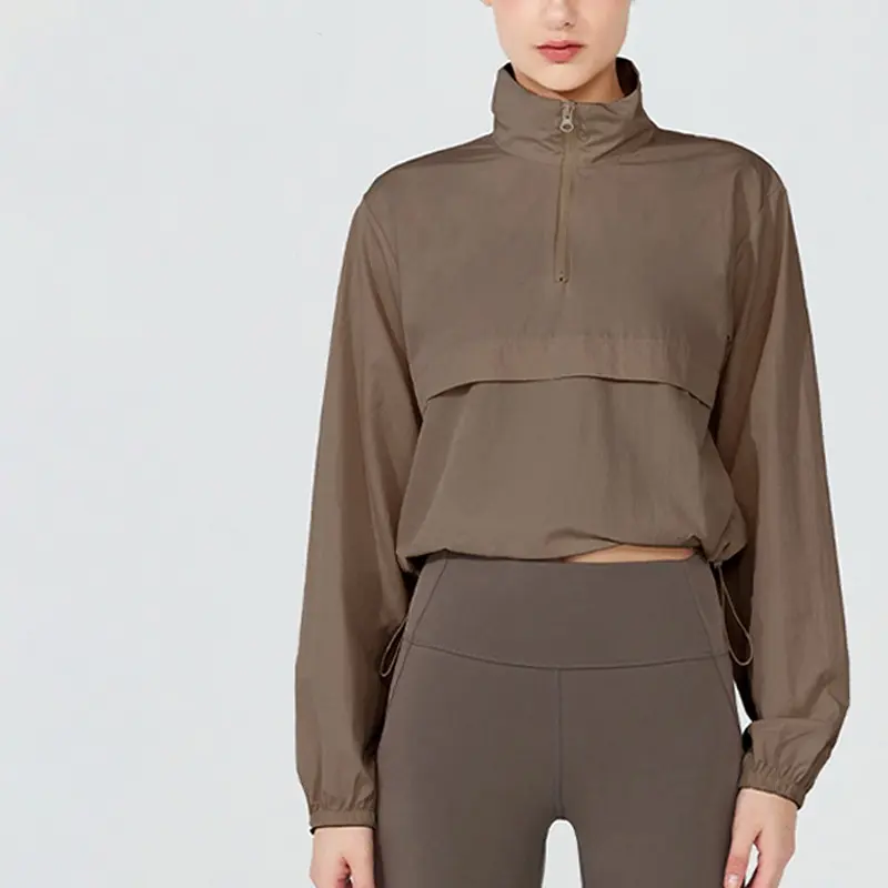 Windproof Hoodie Thin Casual Sun Protection Yoga Top Long-sleeved Autumn Fitness Clothing Running Loose Sports Jacket
