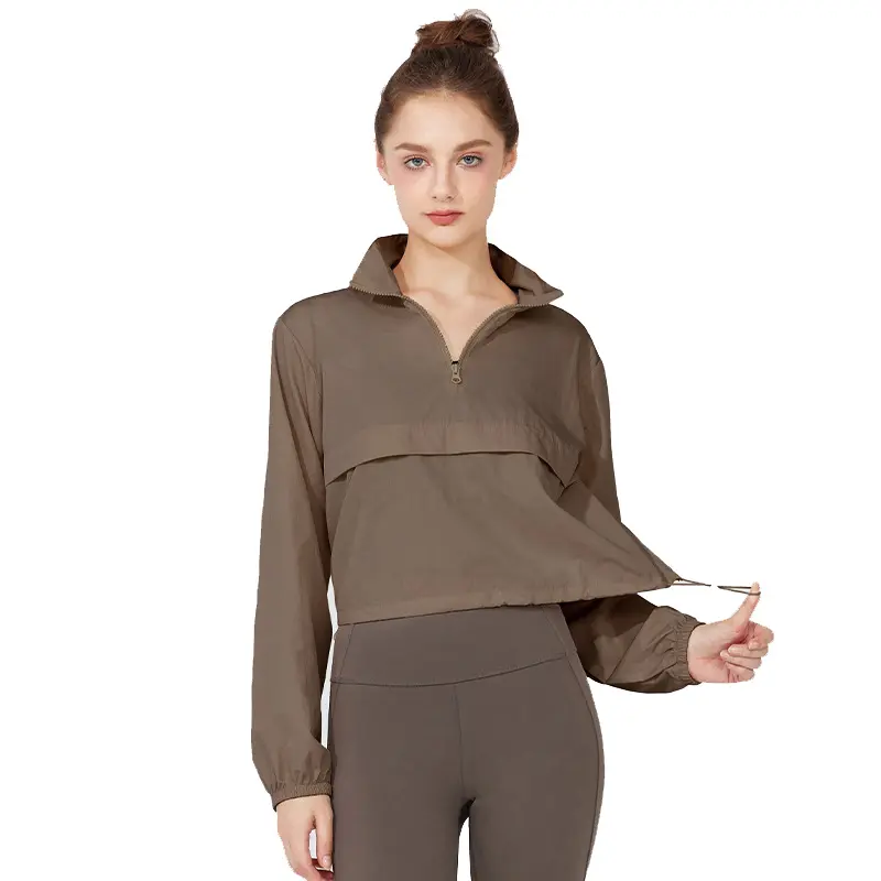 Windproof Hoodie Thin Casual Sun Protection Yoga Top Long-sleeved Autumn Fitness Clothing Running Loose Sports Jacket