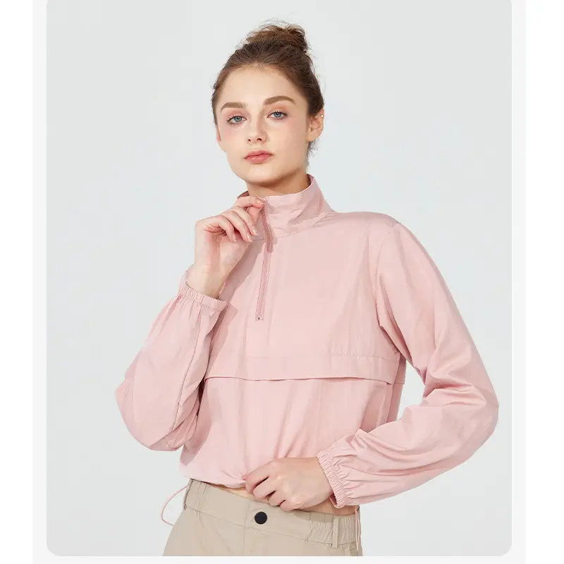Windproof Hoodie Thin Casual Sun Protection Yoga Top Long-sleeved Autumn Fitness Clothing Running Loose Sports Jacket