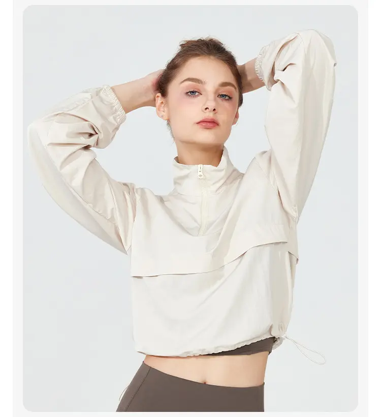 Windproof Hoodie Thin Casual Sun Protection Yoga Top Long-sleeved Autumn Fitness Clothing Running Loose Sports Jacket
