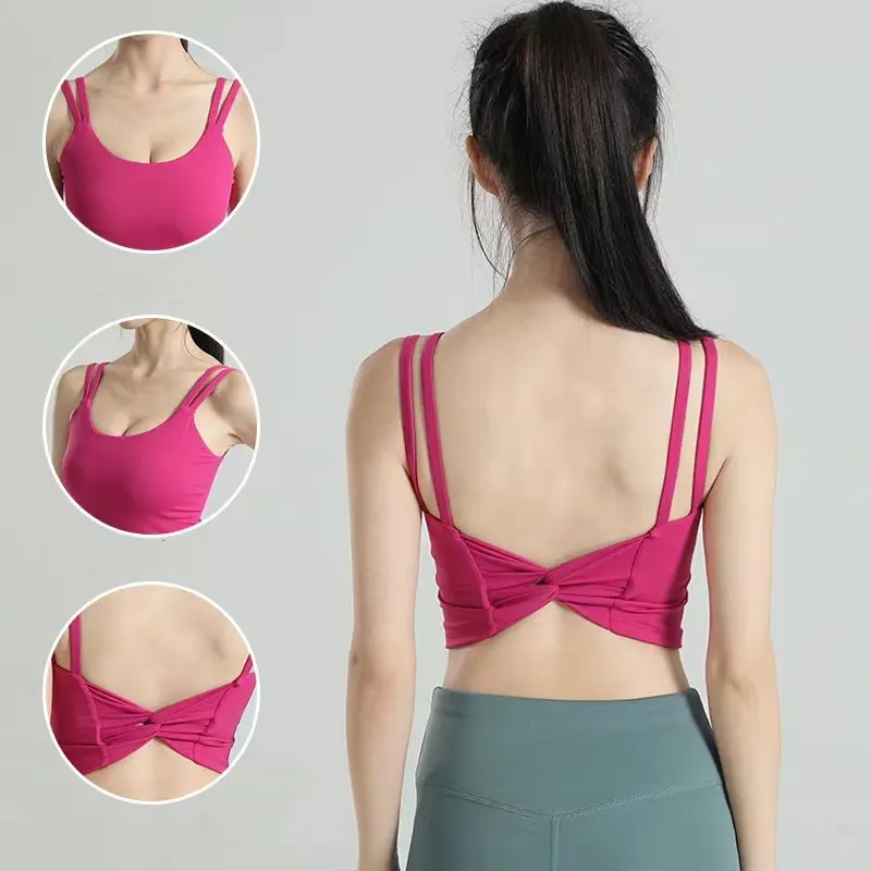 Sexy Integrated Fixed Cup Sports Underwear Women Shock-proof Breast Collection Running Yoga Fitness Quick-drying Training Vest