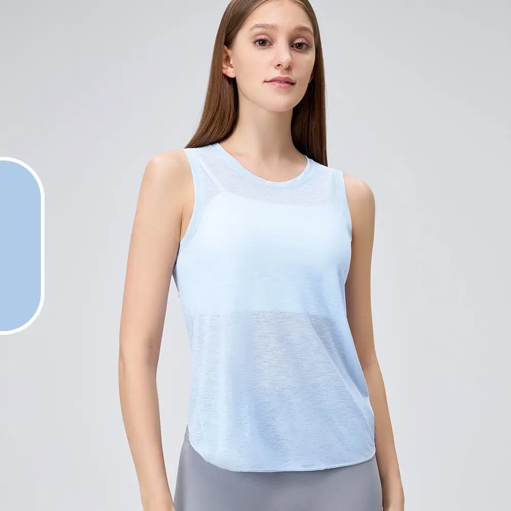 Bamboo Joint Yarn Sleeveless Yoga Shirt Hollow Beauty Back Sports Top Fitness Clothes Round Neck Sports Short Sleeve Summer
