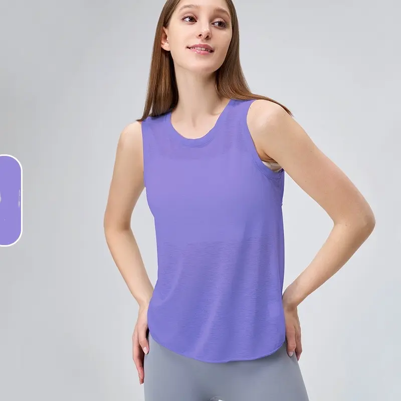 Bamboo Joint Yarn Sleeveless Yoga Shirt Hollow Beauty Back Sports Top Fitness Clothes Round Neck Sports Short Sleeve Summer