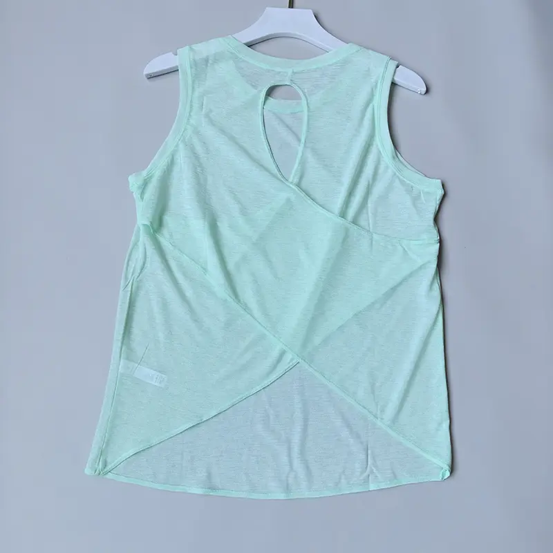 Summer Bamboo Yarn Vest Yoga Blouse Hollow Beautiful Back Sports Top for Women Yoga Clothes Round Neck Fitness Short Sleeves