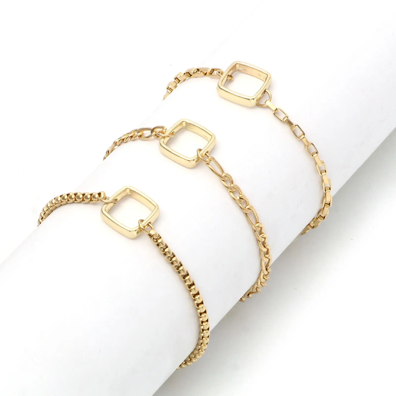 1 Piece 304 Stainless Steel Link Chain Bracelets Components Gold Color DIY Making Bracelet Jewelry Findings 17cm(6 6/8") long