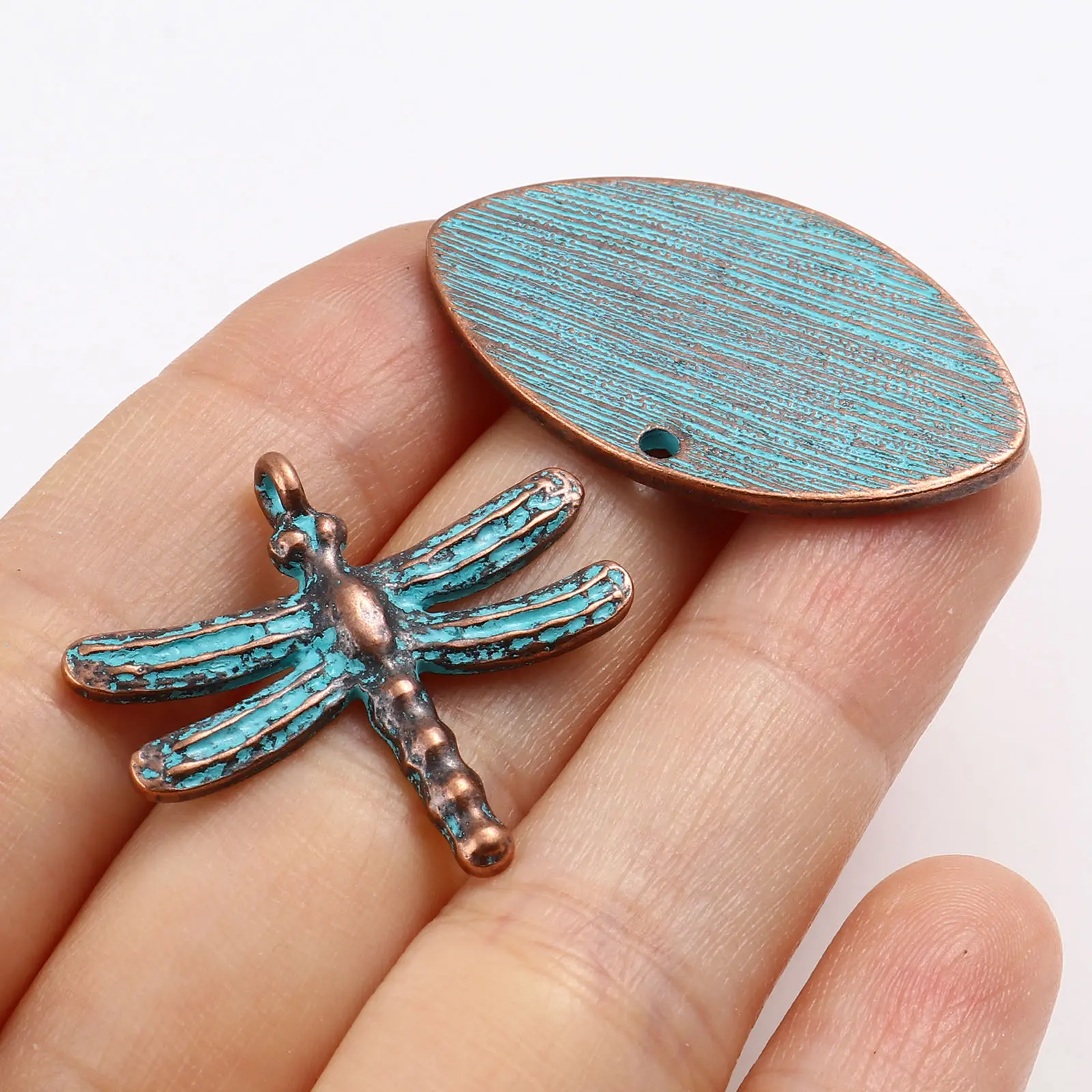 10PCs Antique Copper Vintage Bohemian Charms Ocean Jewelry Dragonfly Shell Metal Pendants for DIY Making Earrings Jewelry