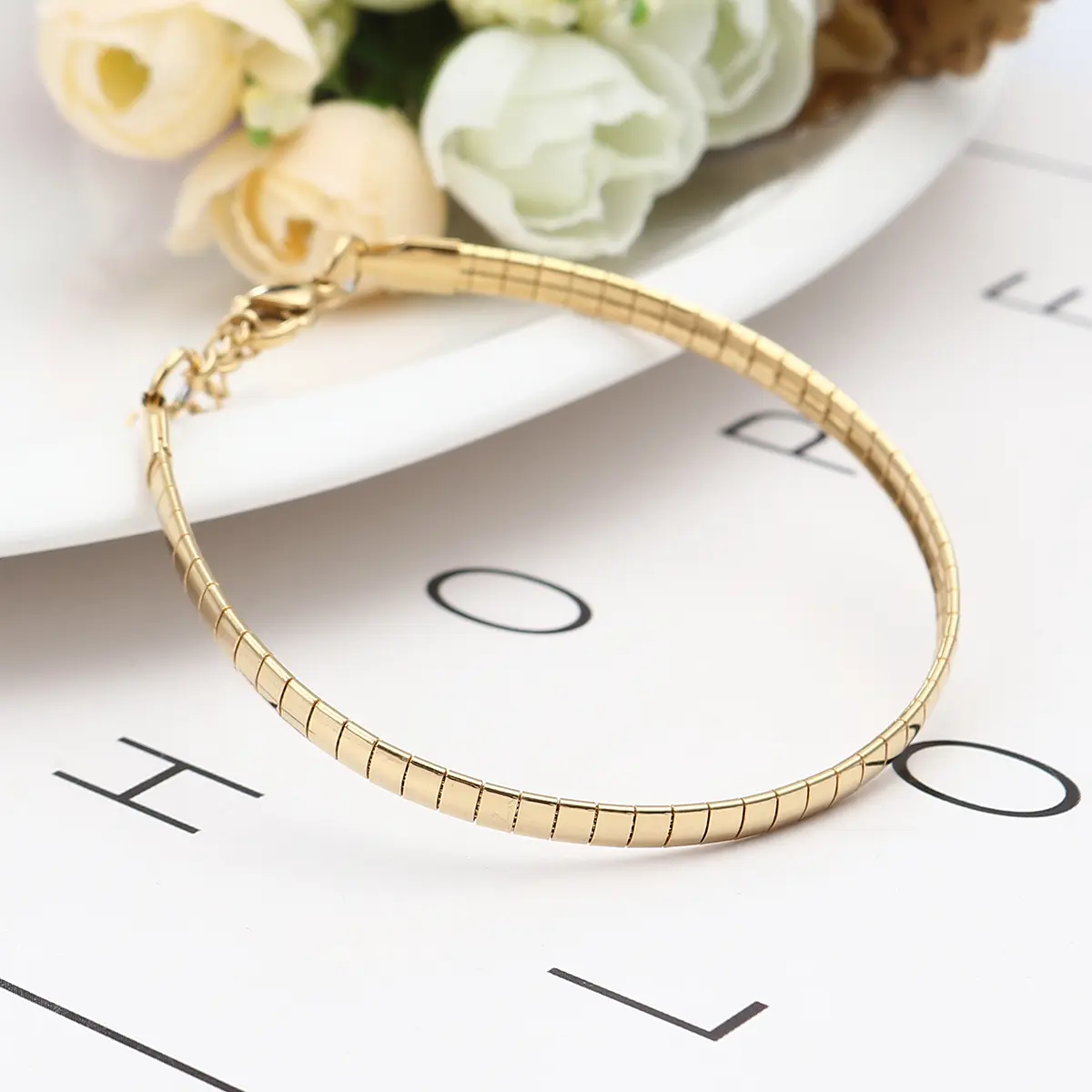 Fashion 304 Stainless Steel Bracelets Gold Color Snake Chain Bracelets For Women Men Vintage Jewelry Gifts 18.5cm long , 1 Piece