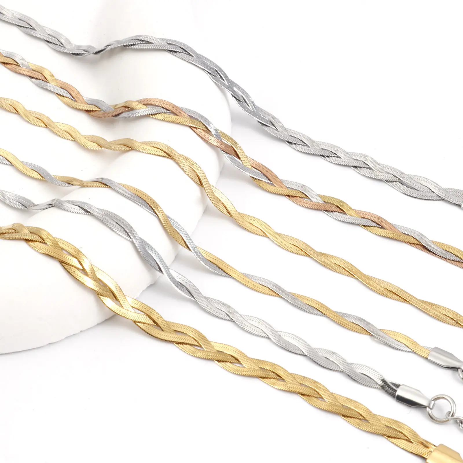 New Fashion 3in1 Crossover Snake Chain Bracelet 304 Stainless Steel Twist Bracelet For Women Men Punk Jewelry Gift