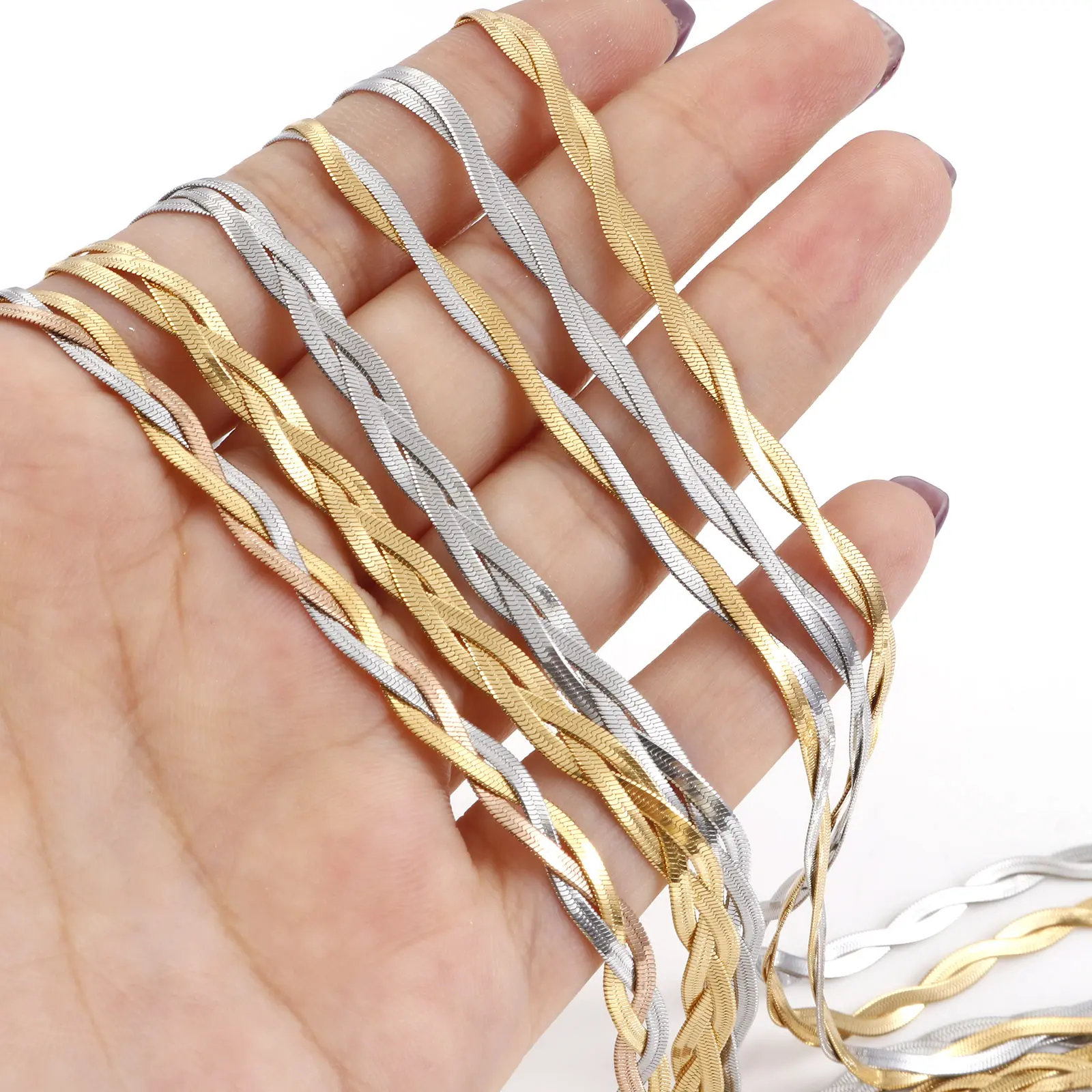 New Fashion 3in1 Crossover Snake Chain Bracelet 304 Stainless Steel Twist Bracelet For Women Men Punk Jewelry Gift