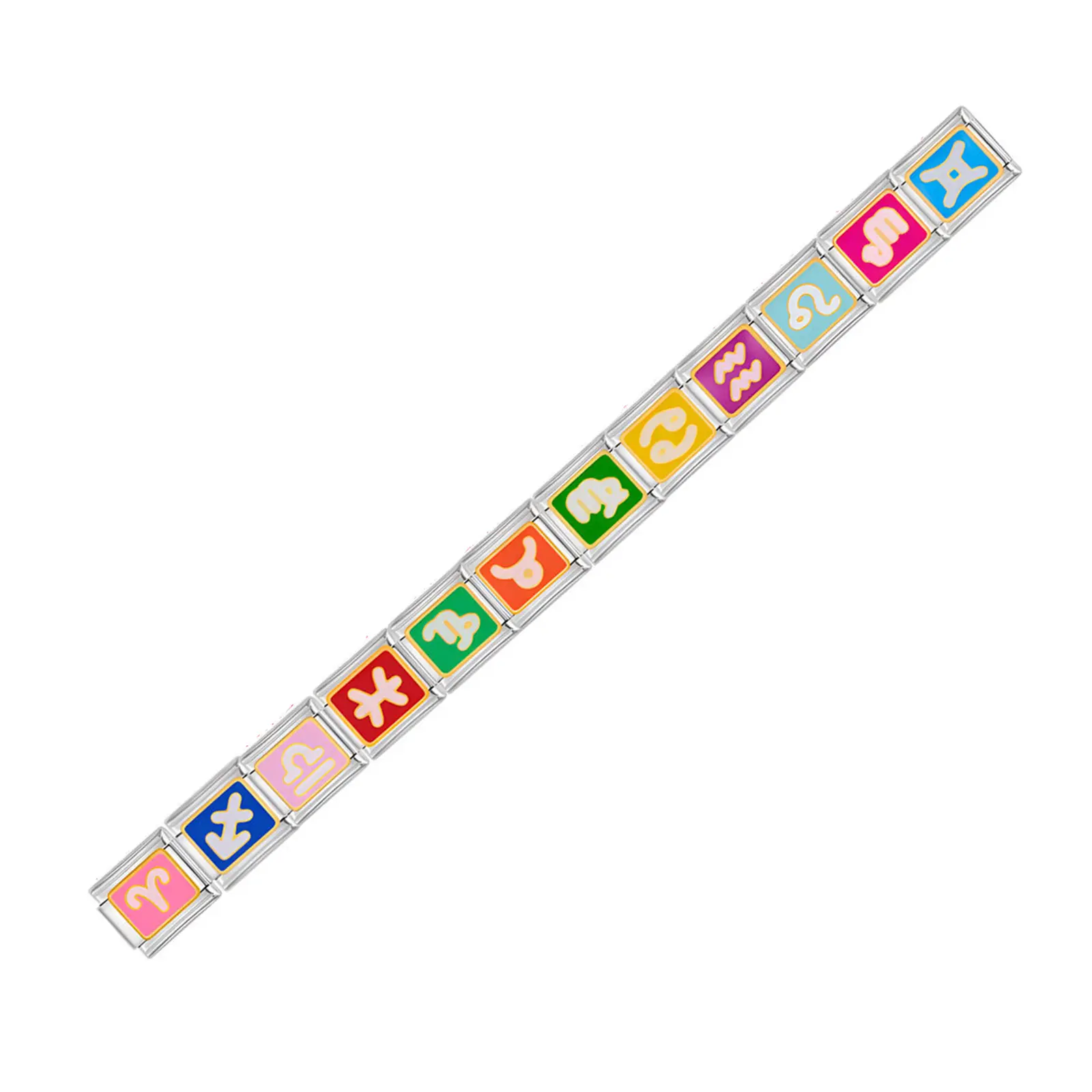 304 Stainless Steel Italian Charm Links For DIY Bracelet Jewelry Making Rectangle Fit 9mm Constellation Enamel 10mm x 9mm