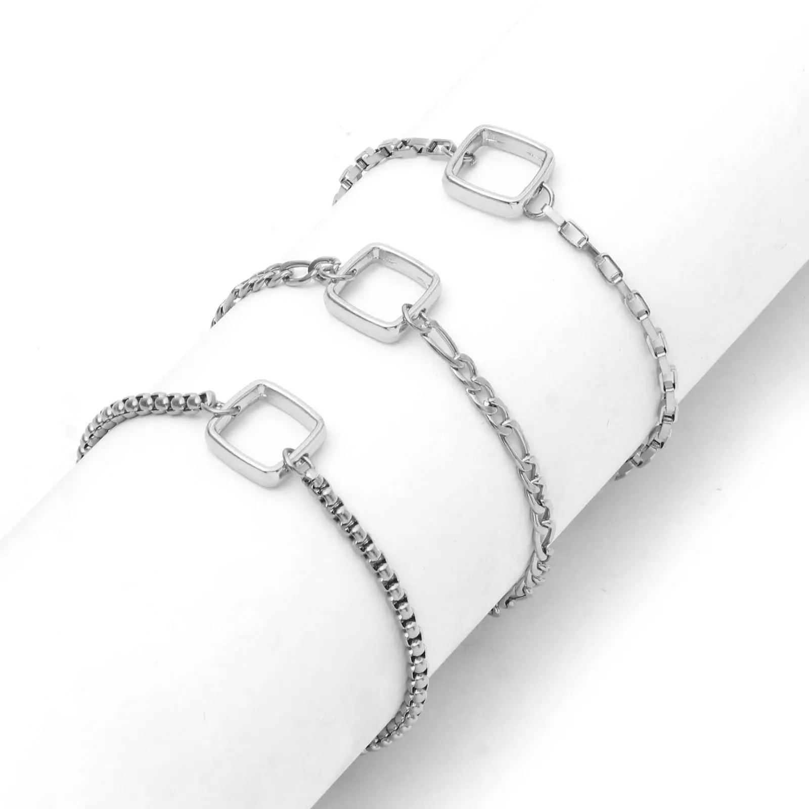 1 Piece 304 Stainless Steel Link Chain Bracelets Components Silver Color  DIY Making Bracelet Jewelry Findings 17cm(6 6/8") long