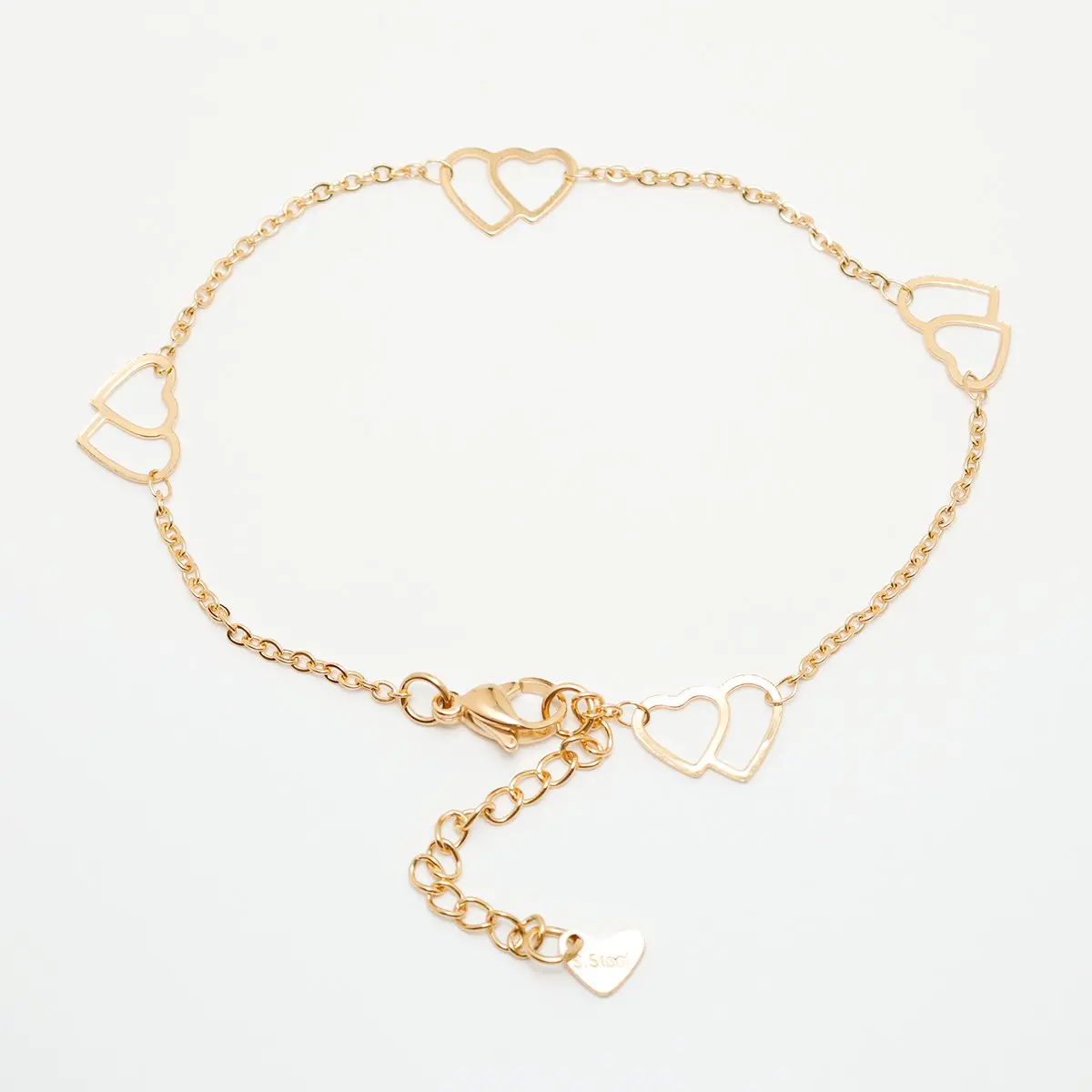 304 Stainless Steel Anklet  Gold Color Round Heart Chain Anklet Bracelets For Women on the leg Anklet Jewelry Accessories, 1 PCs