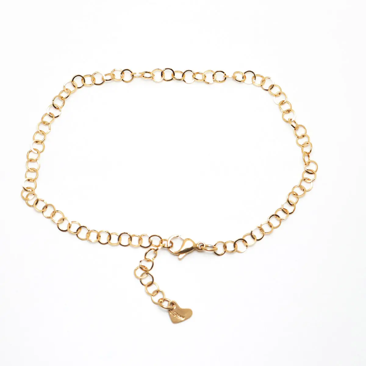 304 Stainless Steel Anklet  Gold Color Round Heart Chain Anklet Bracelets For Women on the leg Anklet Jewelry Accessories, 1 PCs