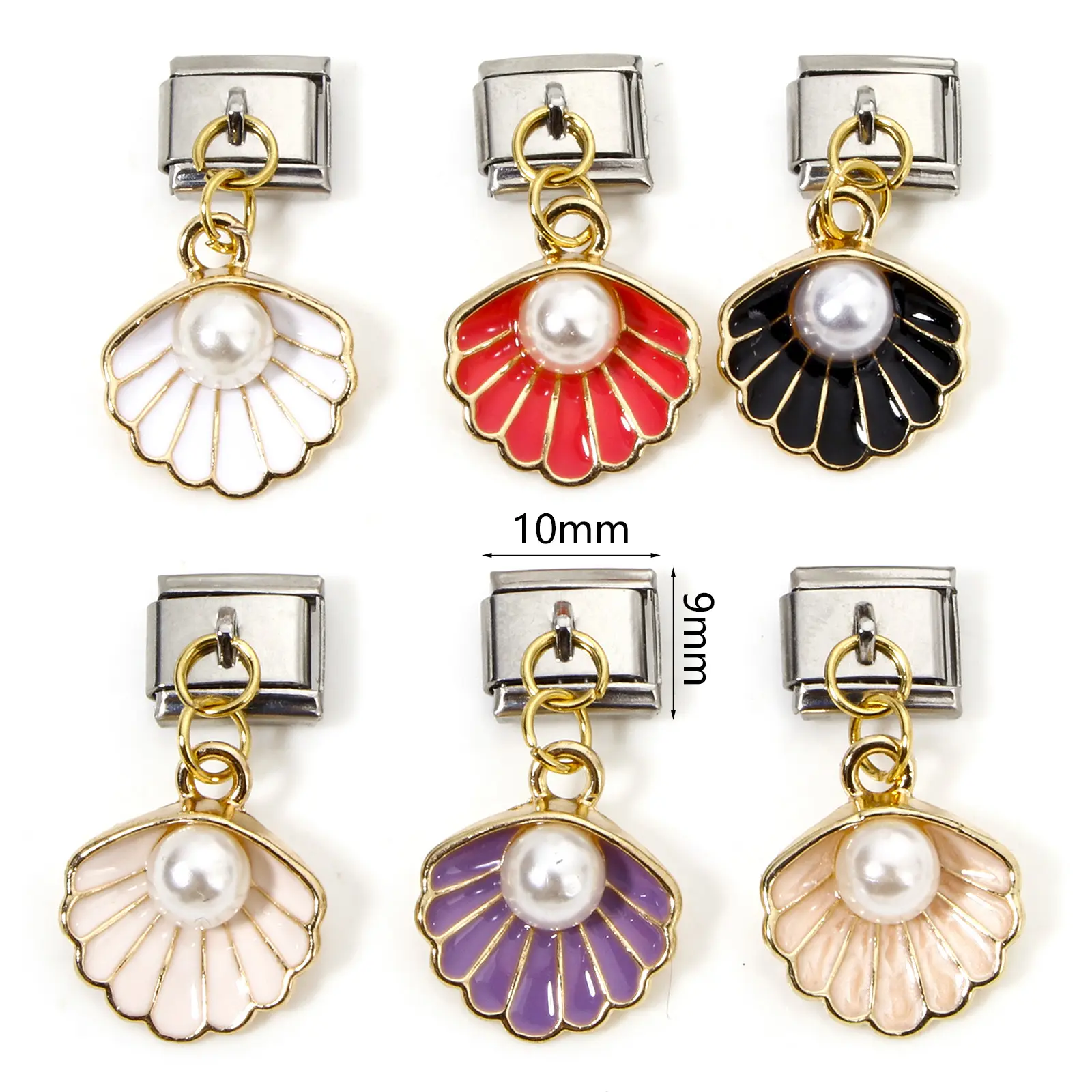 1 Piece Stainless Steel Italian Charm Links For DIY Bracelet Jewelry Making Rectangle Fit 9mm Shell Enamel Charms 10mm x 9mm