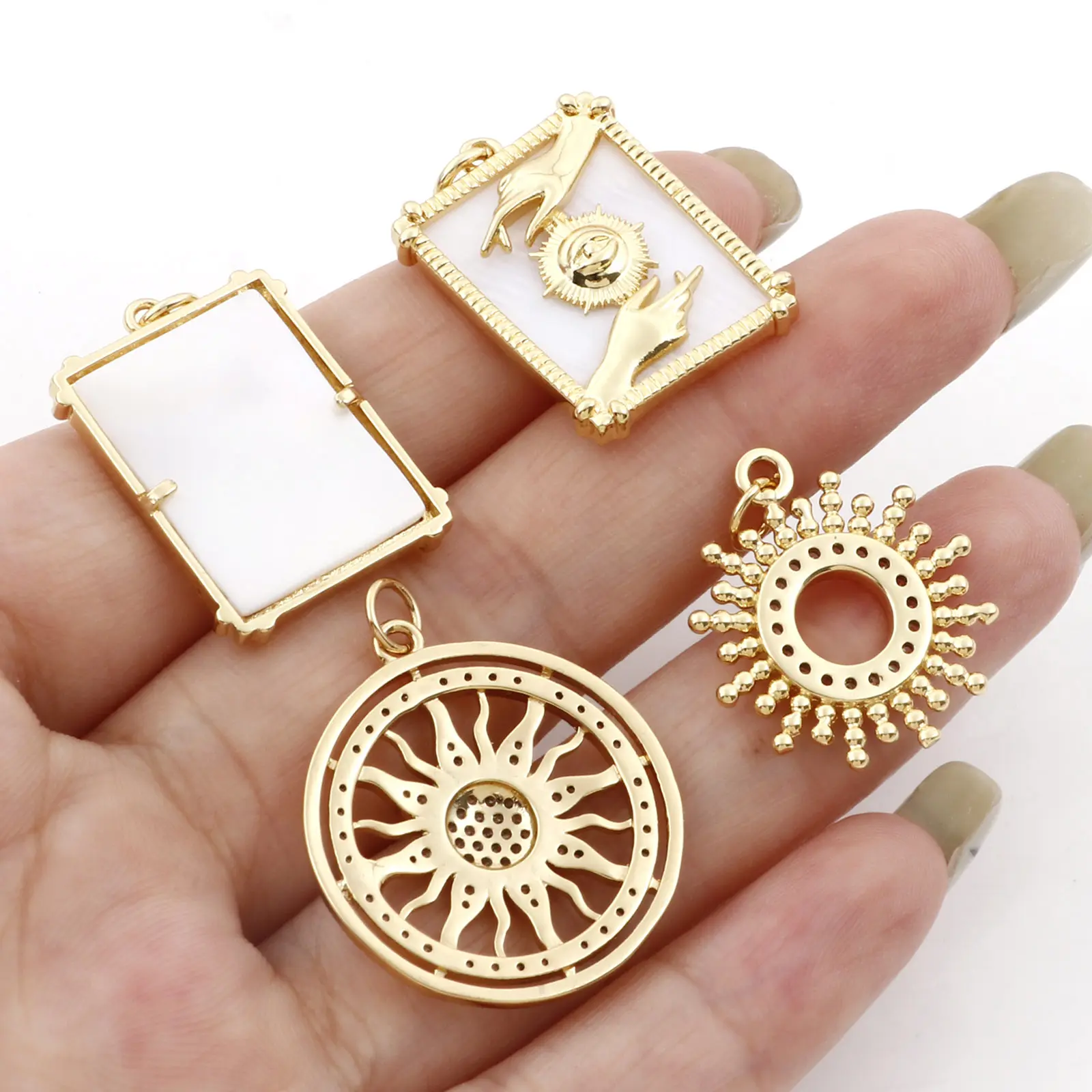 1 Piece Copper Galaxy Charms Gold Color Sun Moon Snake Shell Pendants for DIY Making Necklace Bracelets Jewelry Findings