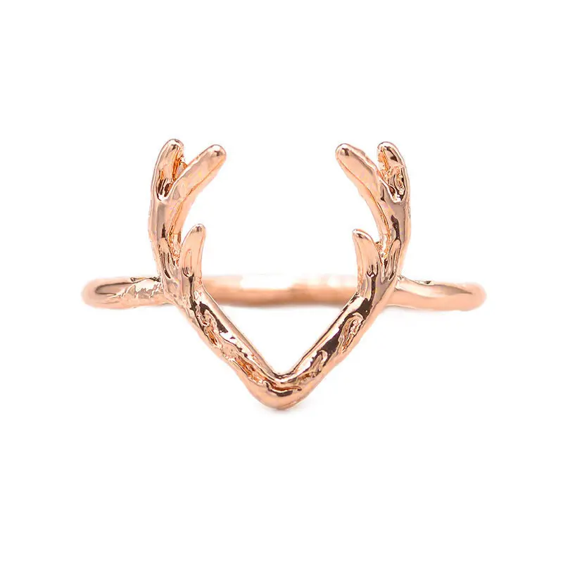 DoreenBeads Christmas Deer Elk Rings Delicate Design Vintage Antlers Wedding Rings Jewelry Gift for Women Men, 1 Piece