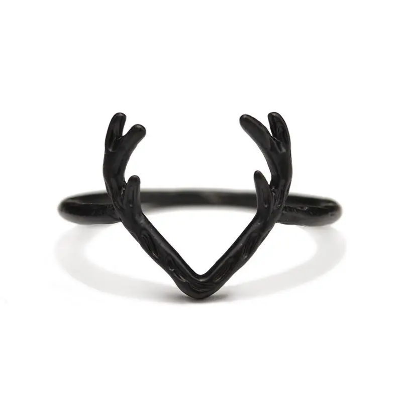 DoreenBeads Christmas Deer Elk Rings Delicate Design Vintage Antlers Wedding Rings Jewelry Gift for Women Men, 1 Piece