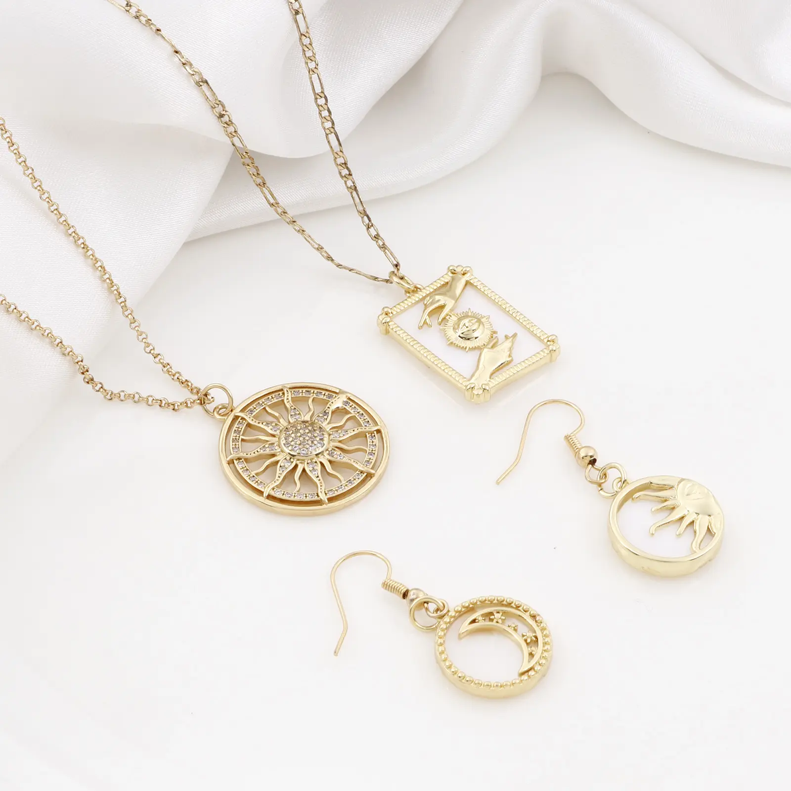 1 Piece Copper Galaxy Charms Gold Color Sun Moon Snake Shell Pendants for DIY Making Necklace Bracelets Jewelry Findings
