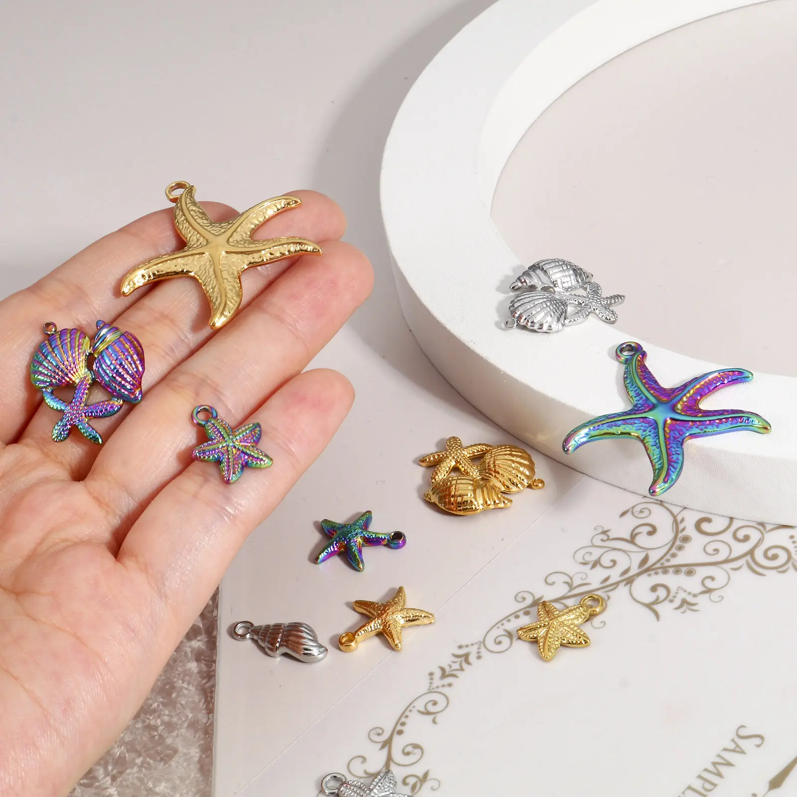 2PCs Stainless Steel Pendants Multicolor Conch/ Sea Snail Shell Charms DIY Necklace Bracelet Women Summer Party Jewelry Findings