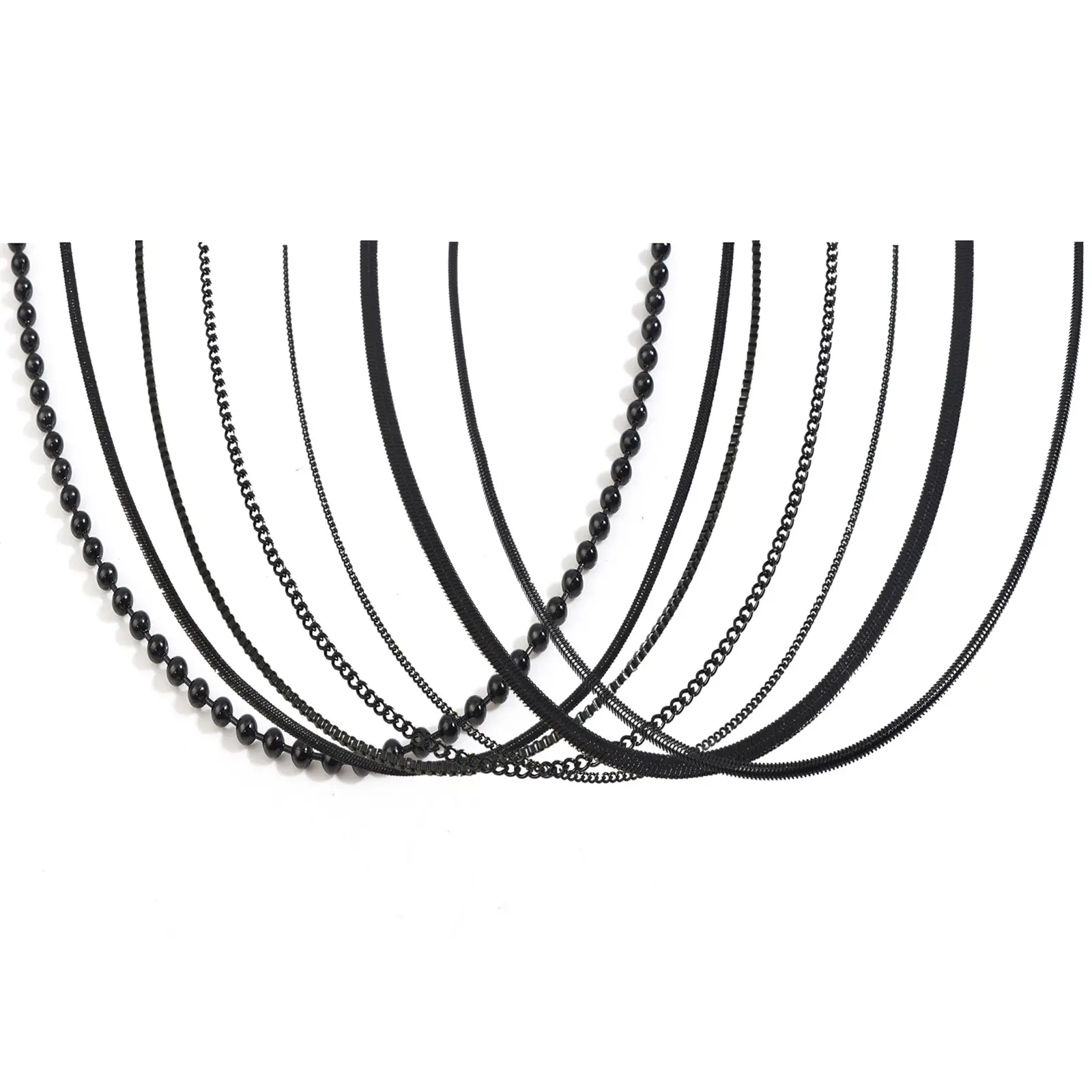 DoreenBeads Stainless Steel Beads Snake Chain Lobster Clasp Necklace Black Color Link Chain Necklace For Women Men Gifts 60cm