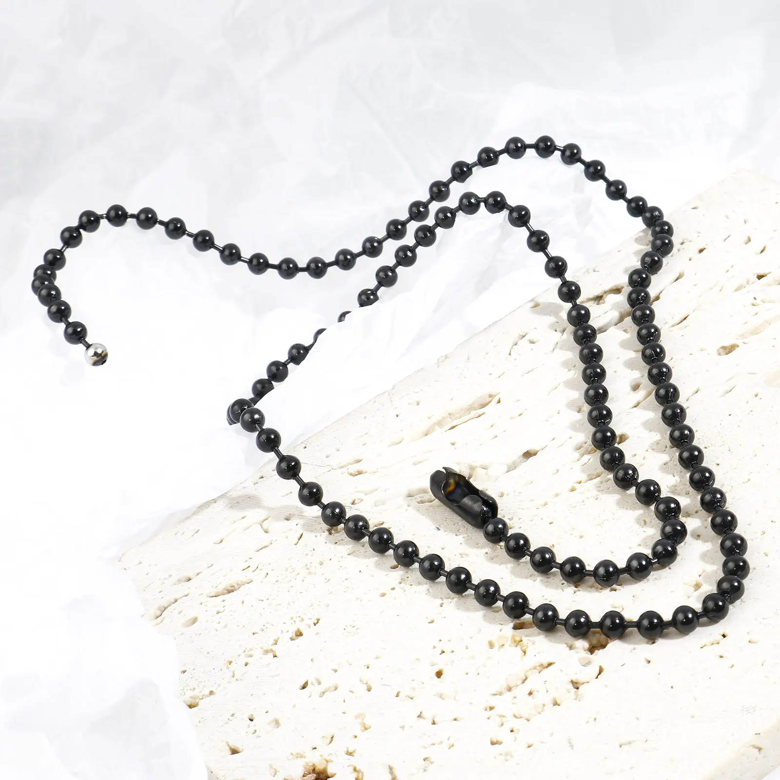 DoreenBeads Stainless Steel Beads Snake Chain Lobster Clasp Necklace Black Color Link Chain Necklace For Women Men Gifts 60cm