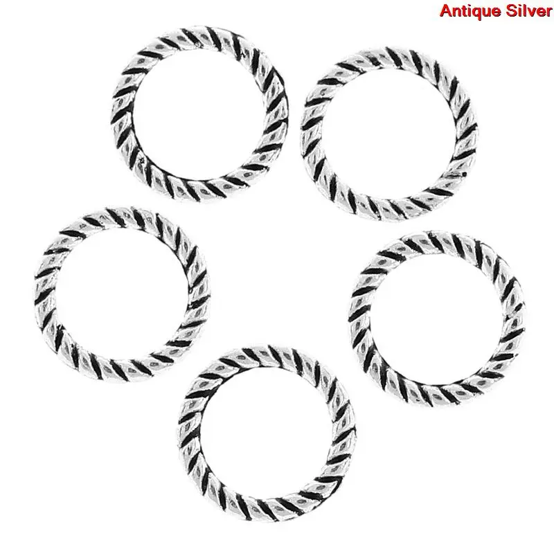 70 PCs 8mm Dia., 1.1mm Zinc Based Alloy Closed Soldered Jump Rings Findings For Jewelry Making Antique Silver Color Round Stripe
