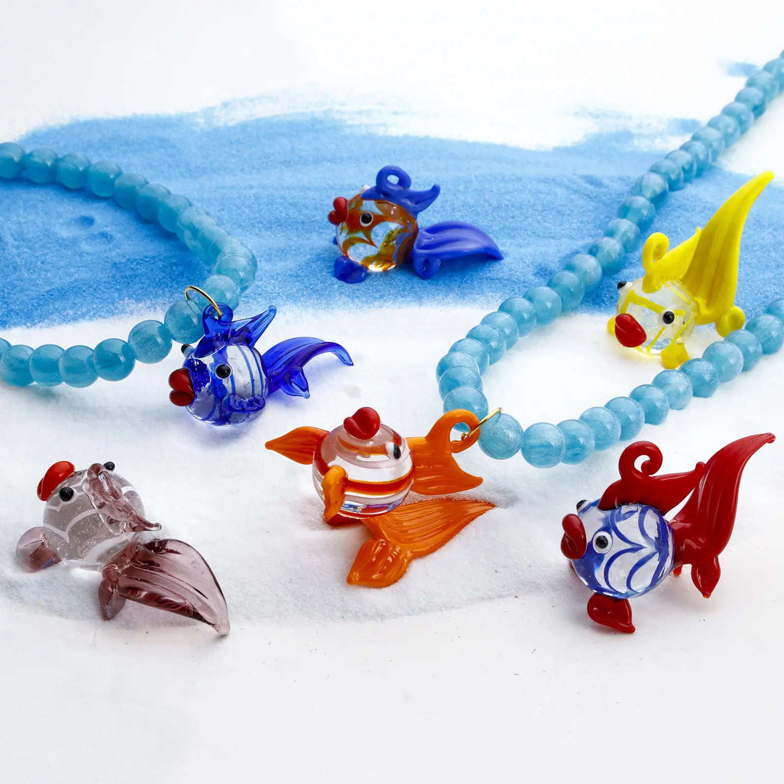 1 Piece Cute 3D Goldfish Lampwork Glass Ocean Jewelry Charms Necklace Pendants Aquarium Decor Accessories DIY Craft Ornaments