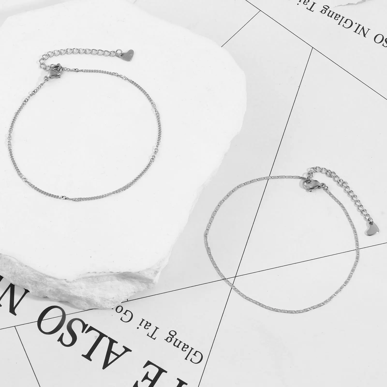 304 Stainless Steel Anklet Silver Color Gold Color For Women Summer Beach Leg Chain Anklet Jewelry 22.5cm(8 7/8") long, 1 Piece