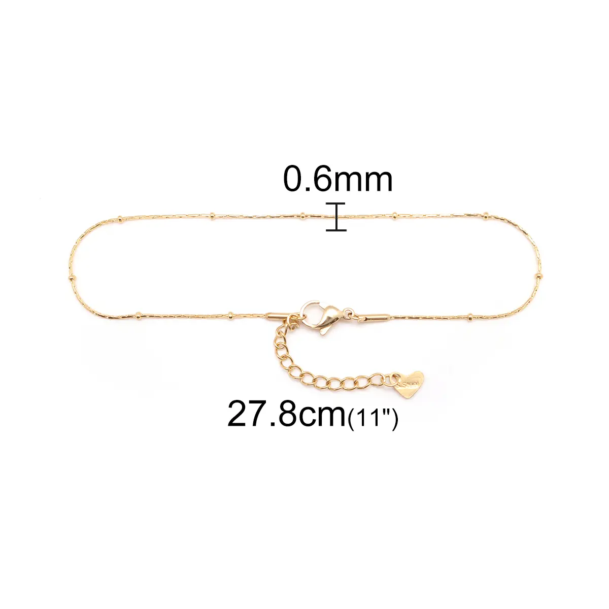 304 Stainless Steel Anklet Gold Color For Women Beach Barefoot Jewelry Leg Chain Anklets Bracelets 23cm(9") long, 1 Piece