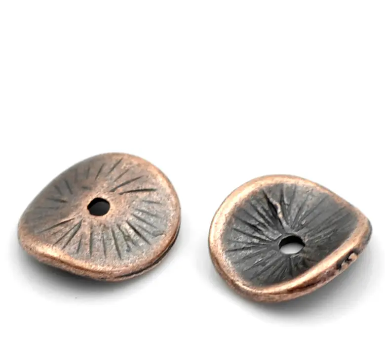 Zinc Based Alloy Wavy Spacer Beads Disc Antique Copper For Jewelry Making About 10mm x 9mm, Hole:Approx 1mm, 20 PCs