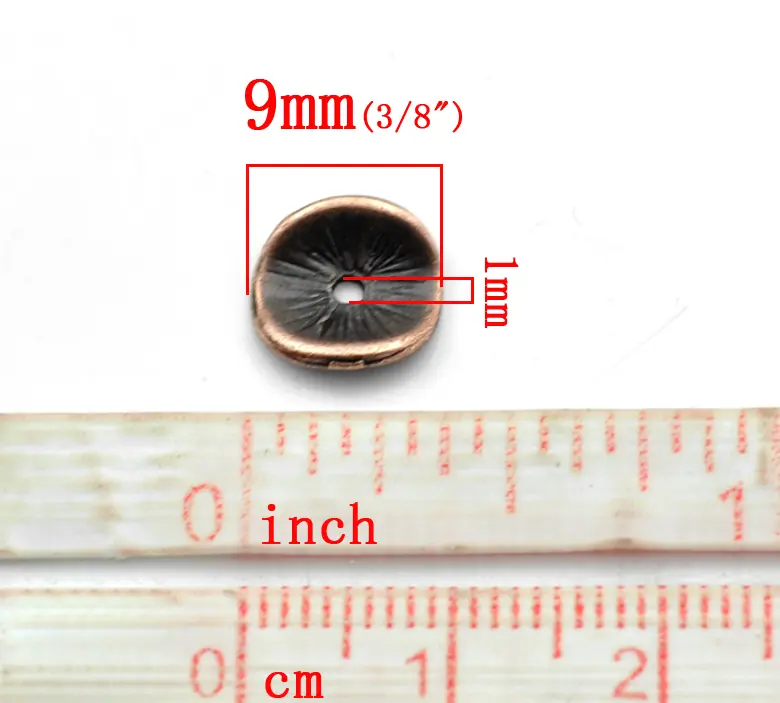 Zinc Based Alloy Wavy Spacer Beads Disc Antique Copper For Jewelry Making About 10mm x 9mm, Hole:Approx 1mm, 20 PCs
