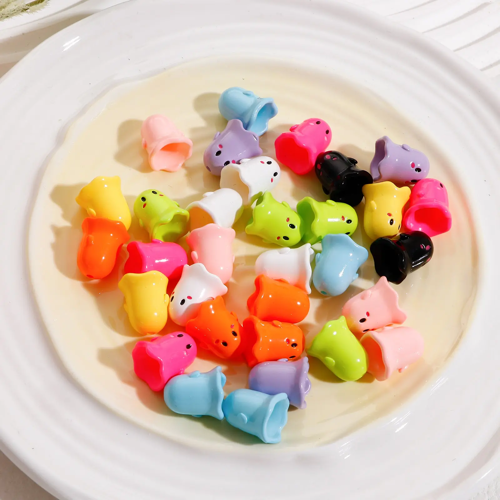 Colorful Acrylic Beads Halloween Ghost Bead For DIY Charm Jewelry Making Findings About 17mm x 15mm, Hole: Approx 1.8mm, 5PCs