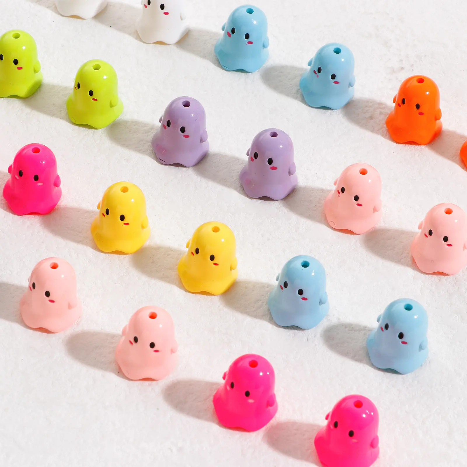Colorful Acrylic Beads Halloween Ghost Bead For DIY Charm Jewelry Making Findings About 17mm x 15mm, Hole: Approx 1.8mm, 5PCs