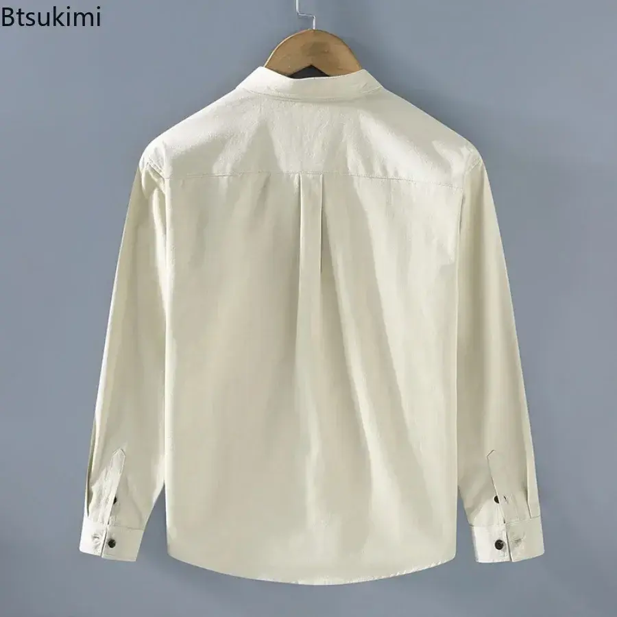 Spring New Men's Long-sleeved Casual Shirts Japanese Style Loose Simple Shirt Coats Breathable Versatile 100% Cotton Blouse Male