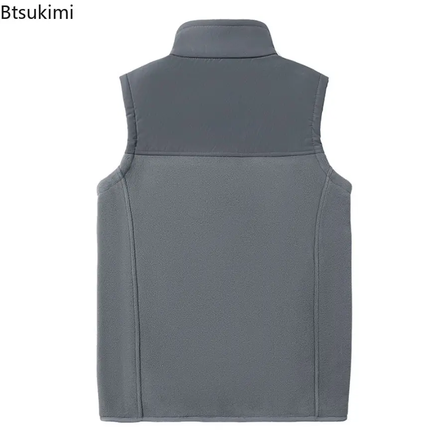 2025 New Men's Fleece Warm Vest Autumn Fashion Stand Collar Thicker Outdoor Casual Waistcoat Sleevelesse Jacket Men Winter Vests