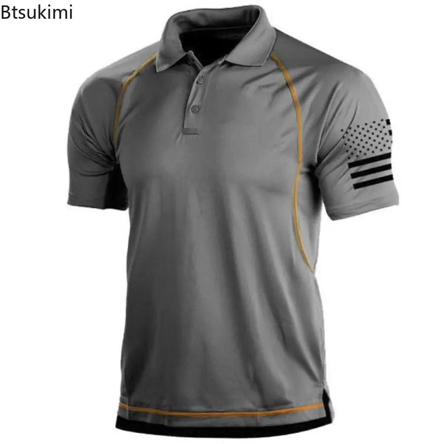 New 2025 Men's Summer Short Sleeve Polo Shirt Colorful Print T-Shirts Outdoor Fashion Casual Sport Loose Street Lapel Tops Male