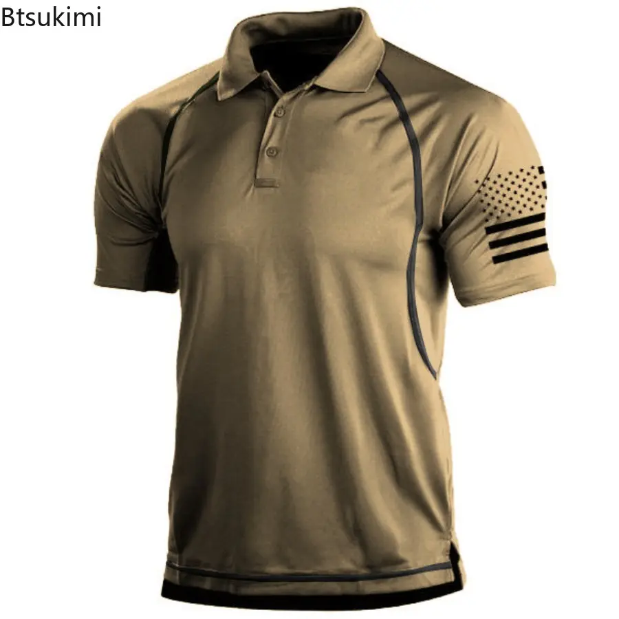 New 2025 Men's Summer Short Sleeve Polo Shirt Colorful Print T-Shirts Outdoor Fashion Casual Sport Loose Street Lapel Tops Male