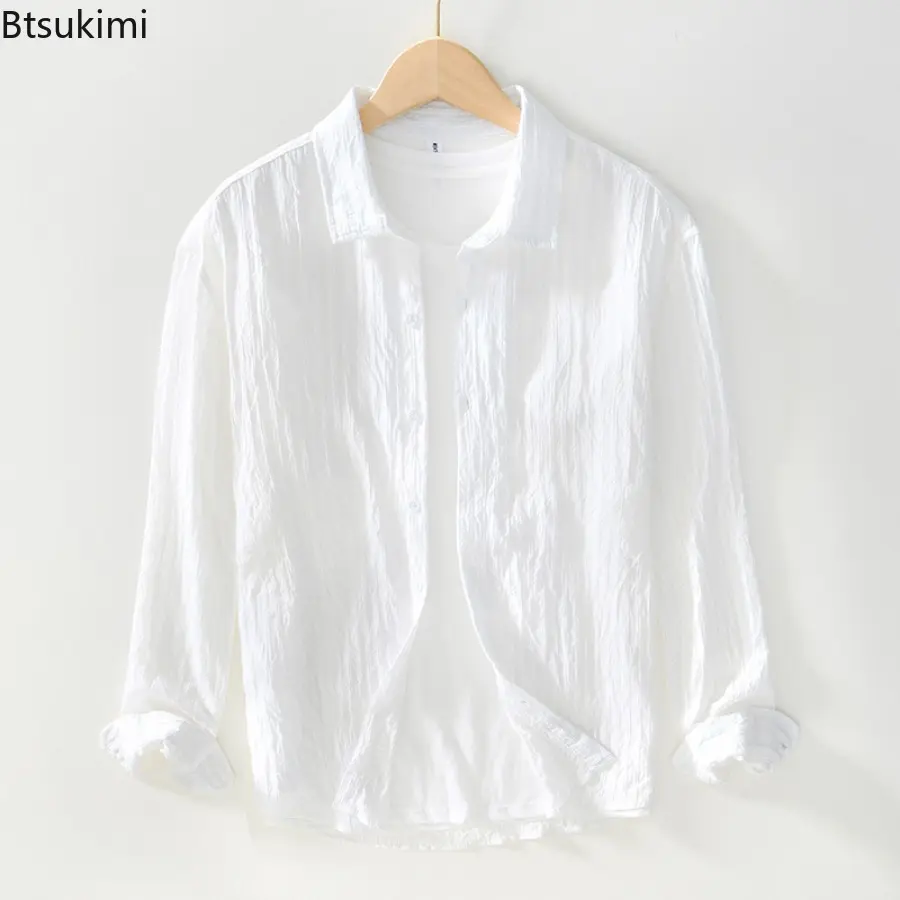 Spring Trendy Casual Long Sleeve Shirts for Men Handsome Cotton Loose Blouse Men Basic Versatile Shirt Jackets Male Simple Tops