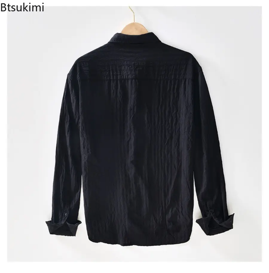 Spring Trendy Casual Long Sleeve Shirts for Men Handsome Cotton Loose Blouse Men Basic Versatile Shirt Jackets Male Simple Tops
