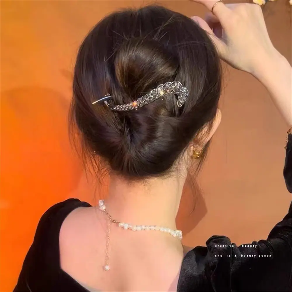 Luxury Metal Crystal Hair Claws Clips For Women Girl Solid Color Banana Hairpin Glitter Rhinestone Ponytail Holder Barrettes