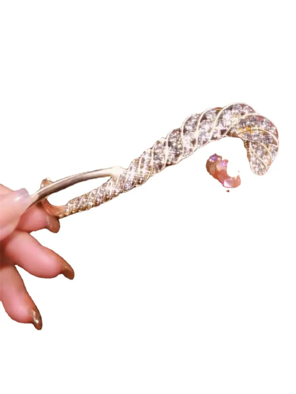 Luxury Metal Crystal Hair Claws Clips For Women Girl Solid Color Banana Hairpin Glitter Rhinestone Ponytail Holder Barrettes
