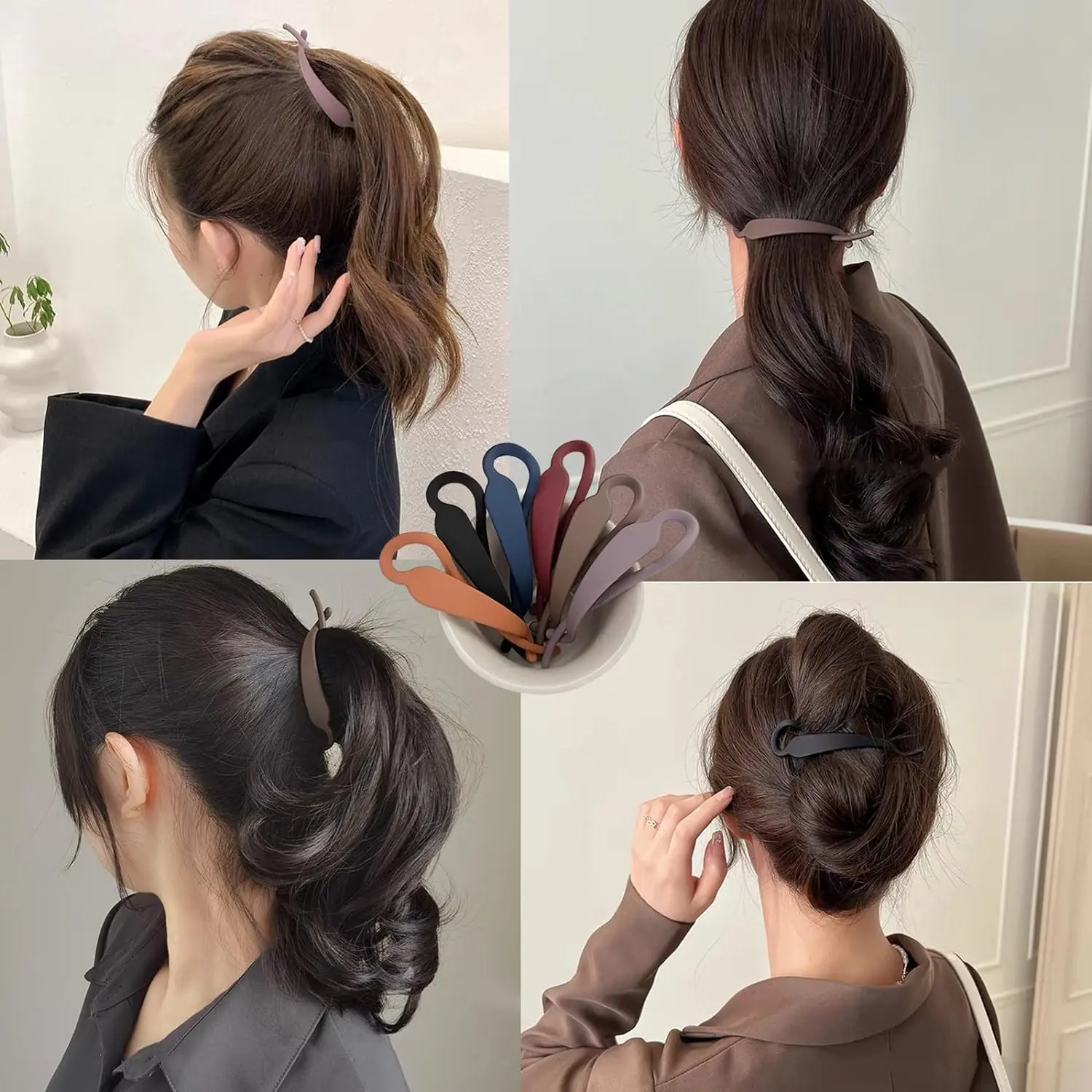 Elegant Frosted Twisted Hair Clip Simple Matte Banana Hairpin for Women Girls Solid Color Vertical Ponytail Holder Barrettes Hea